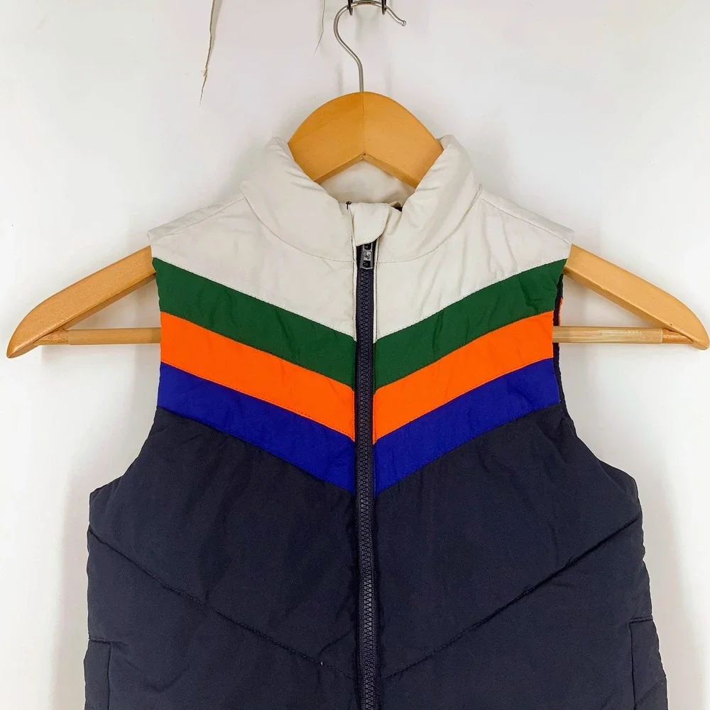 Janie and Jack Kids Retro Chevron Colorblock Puffer Vest Zip Up Size‎ 3/4T